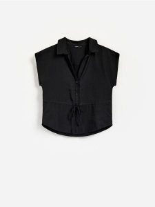 Koszula z modalem - czarny. Czarne koszule Reserved, l, bez wzorów, z tkaniny, bez kołnierzyka, bez ramiączek. Za 109,99 zł.
