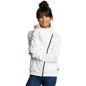 Sportowa Bluza Zapinana na Ukośny Zamek - Ecru. Fioletowe bluzy MOE, l, bez wzorów, z bawełny, bez kaptura. Za 273,90 zł.