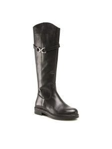 Sergio Bardi Kozaki WI16-A1013-06SB Czarny. Czarne kozaki Sergio Bardi, bez wzorów, ze skóry, bez obcasa, na płaskiej podeszwie, bez zapięcia. Za 299,99 zł.