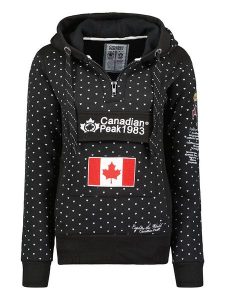 Canadian Peak Bluza "Gyrelle" w kolorze czarnym rozmiar: M. Czarne bluzy Canadian Peak, m, z aplikacjami, z bawełny, z kapturem. Za 144,58 zł.