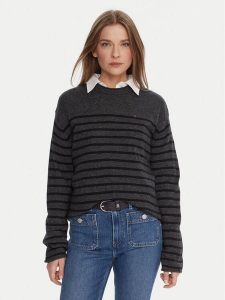 Tommy Hilfiger Sweter WW0WW46438 Szary Regular Fit. Szare swetry klasyczne TOMMY HILFIGER, m, z wełny, bez kołnierzyka. Za 559,99 zł.
