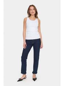 SAINT TROPEZ Top "Aster" w kolorze białym rozmiar: L. Białe topy Saint Tropez, l, bez wzorów, z bawełny, bez kołnierzyka, bez ramiączek. Za 83,42 zł.