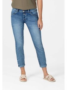 Timezone Dżinsy "Nali" - Slim fit - w kolorze niebieskim rozmiar: W27. Niebieskie jeansy Timezone, z aplikacjami. Za 140,53 zł.