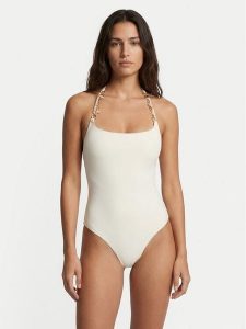 Guess Strój kąpielowy E6GJ02 KF412 Biały. Białe stroje jednoczęściowe Guess, z aplikacjami, z syntetyku. Za 280,99 zł.