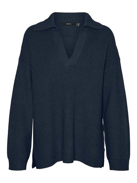 Vero Moda Sweter "Luna" w kolorze granatowym rozmiar: S. Niebieskie swetry oversize Vero Moda, s, bez wzorów, ze splotem, bez ramiączek. Za 52,42 zł.