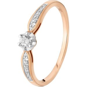 Wyjątkowy Pierścionek Złoty - złoto różowe 585, Brylant 0,16ct. Pierścionki marki W.KRUK. Za 2 590,00 zł.