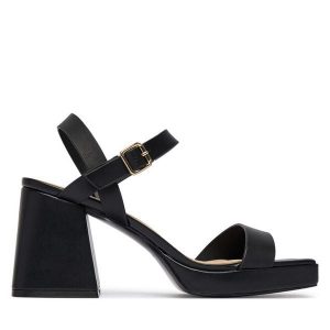 Sandały Aldo. Czarne sandały ALDO, bez wzorów, bez obcasa, na słupku, bez zapięcia. Za 319,99 zł.