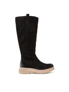 Lasocki Kozaki WI23-BULGY-06 Czarny. Czarne kozaki Lasocki, bez wzorów, ze skóry, bez obcasa, na płaskiej podeszwie, bez zapięcia. Za 349,99 zł.