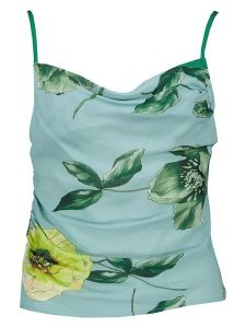 Pinko Top w kolorze turkusowo-żółtym rozmiar: 34. Żółte topy Pinko, bez wzorów, bez kołnierzyka, bez ramiączek. Za 127,35 zł.