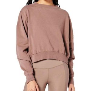 Bluza sportowa damska Superdry Flex Batwing Crew. Brązowe bluzy Superdry, s, bez wzorów, z bawełny, bez kaptura. Za 134,00 zł.