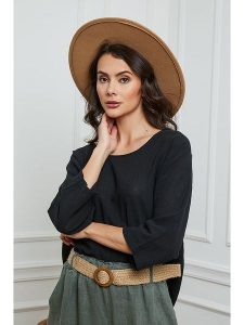 La Compagnie Du Lin Bluzka "Fraiche" w kolorze czarnym rozmiar: L. Czarne bluzki La Compagnie Du Lin, l, bez wzorów, bez kołnierzyka, bez ramiączek. Za 114,44 zł.