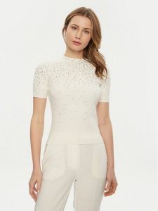 Marciano Guess Sweter 5RGR14 5821Z Écru Slim Fit. Swetry klasyczne Marciano Guess, xl, z wiskozy, bez kołnierzyka. Za 309,99 zł.