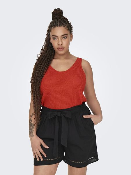 ONLY Carmakoma Top dzianinowy "Sunny" w kolorze ceglanym rozmiar: 46/48. Brązowe topy Only Carmakoma, bez wzorów, z dzianiny, bez kołnierzyka, bez ramiączek. Za 32,67 zł.