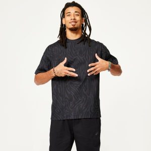 Koszulka do tańca Starever oversize. Czarne bluzki STAREVER, xl, bez wzorów, z bawełny, sportowe, bez kołnierzyka, bez ramiączek. W wyprzedaży za 29,99 zł.