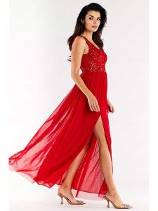 Awama Sukienka w kolorze czerwonym rozmiar: M. Czerwone sukienki Awama, m, bez wzorów, bez kołnierzyka, bez ramiączek, maxi. Za 279,99 zł.