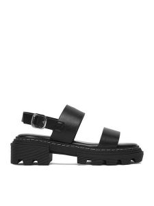 DeeZee Sandały CEO-H3T9820-2 Czarny. Czarne sandały DeeZee, bez wzorów, ze skóry, bez obcasa, na płaskiej podeszwie, bez zapięcia. Za 139,99 zł.