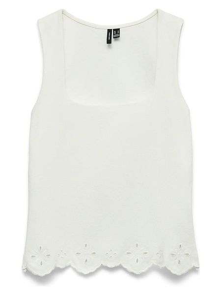 Vero Moda Top w kolorze białym rozmiar: L. Białe topy Vero Moda, l, bez wzorów, z bawełny, bez kołnierzyka, bez ramiączek. Za 72,95 zł.