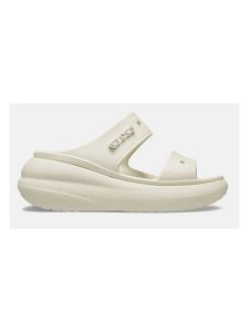 Crocs Klapki "Classic Crush" w kolorze beżowym na koturnie rozmiar: 41/42. Brązowe klapki Crocs, bez wzorów, z otwartym noskiem, bez obcasa, na koturnie. Za 154,45 zł.