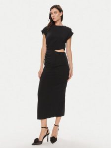 Imperial Sukienka koktajlowa ADOEHKP Czarny Slim Fit. Czarne kombinezony Imperial, s, bez wzorów, z syntetyku, wizytowe, bez kołnierzyka, bez ramiączek. Za 239,99 zł.