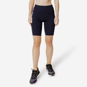 Legginsy do biegania krótkie damskie Kiprun Run 500 Comfort. Niebieskie legginsy KIPRUN, bez wzorów, z materiału, krótkie. Za 59,99 zł.