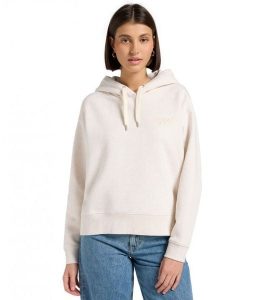 DAMSKA BLUZA LEE ESSENTIAL HOODIE ECRU HEATHER 112371337. Brązowe bluzy Lee, s, bez wzorów, z kapturem. Za 199,99 zł.