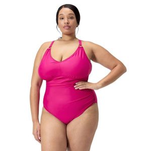 Strój Kąpielowy Speedo Shaping V Neck Plus – Różowy - Rozmiar 44. Czerwone stroje jednoczęściowe Speedo, bez wzorów. Za 335,46 zł.