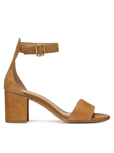 Geox Sandały D Virnilisa 65 S D55YZA 00021 C6001 Brązowy. Brązowe sandały Geox, bez wzorów, ze skóry, bez obcasa, na słupku, bez zapięcia. Za 389,99 zł.