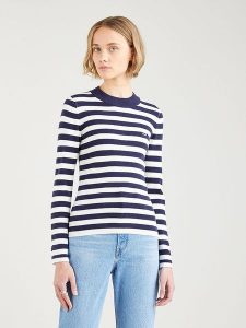 Levi's Koszulka w kolorze granatowo-białym rozmiar: XS. Niebieskie bluzki Levi's®, s, bez wzorów, prążkowane, bez kołnierzyka, bez ramiączek. Za 121,45 zł.