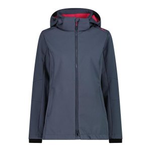 Kurtka turystyczna damska z kapturem i zamkiem CMP. Szare kurtki CMP, bez wzorów, z softshellu, z kapturem. Za 403,50 zł.