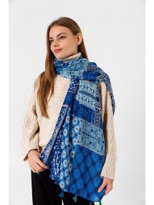 Lucky Bees Szal w kolorze niebieskim - 180 x 85 cm rozmiar: onesize. Niebieskie szaliki Lucky Bees, bez wzorów, z bawełny. Za 105,63 zł.