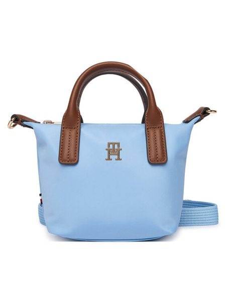 Tommy Hilfiger Torebka Popette Micro Tote AW0AW18368 Błękitny. Niebieskie torebki klasyczne TOMMY HILFIGER, bez wzorów, z materiału, bez dodatków. Za 329,99 zł.