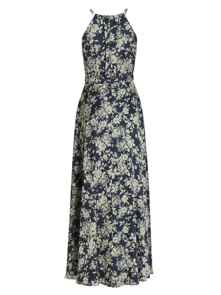 SWING Sukienka w kolorze granatowym rozmiar: 44. Niebieskie sukienki Swing, bez wzorów, bez kołnierzyka, bez ramiączek, maxi. Za 324,95 zł.