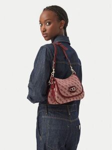 Guess Torebka Samantha HWJG23 13190 Bordowy. Czerwone torebki klasyczne Guess, z aplikacjami, z materiału, bez dodatków. Za 584,99 zł.