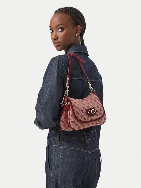 Guess Torebka Samantha HWJG23 13190 Bordowy. Czerwone torebki klasyczne Guess, z aplikacjami, z materiału, bez dodatków. Za 554,99 zł.