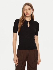 Guess Sweter W5RR10 Z2Y72 Czarny Regular Fit. Czarne swetry klasyczne Guess, l, z wiskozy, bez kołnierzyka. Za 159,99 zł.