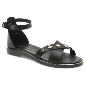 Czarne Sandały Armodo Stylowe Obuwie Damskie. Czarne sandały Armodo, bez wzorów, z jeansu, bez obcasa, na obcasie, bez zapięcia. Za 229,00 zł.