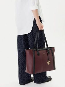 Beverly Hills Polo Club Torebka CEO-BHPC-L-007-08 Bordowy. Czerwone shopper bag Beverly Hills Polo Club, bez wzorów, ze skóry, bez dodatków. Za 229,99 zł.
