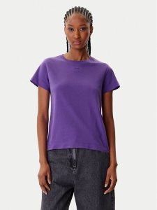 PINKO T-Shirt Basico 100373 A2RE Fioletowy Regular Fit. Fioletowe t-shirty Pinko, xxl, bez wzorów, z bawełny, bez kołnierzyka, bez ramiączek. Za 269,99 zł.