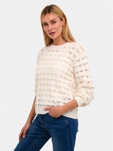 Kaffe Sweter Elena 10508195 Écru Regular Fit. Swetry klasyczne Kaffe, xs, z bawełny, bez kołnierzyka. Za 119,99 zł.