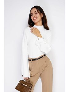 C& Jo Sweter w kolorze białym rozmiar: 40. Białe swetry oversize C& Jo, bez wzorów, z kaszmiru, bez ramiączek. Za 150,45 zł.