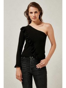 Milan Kiss Bluzka w kolorze czarnym rozmiar: S. Czarne bluzki Milan Kiss, s, bez wzorów, bez kołnierzyka, bez ramiączek. Za 57,20 zł.