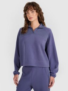 4F Bluza dresowa nierozpinana z modalem damska - granatowa M. Niebieskie bluzy 4f, m, bez wzorów, z dresówki, bez kaptura. W wyprzedaży za 159,99 zł.