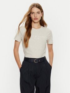 Tommy Hilfiger T-Shirt WW0WW40276 Beżowy Regular Fit. Brązowe t-shirty TOMMY HILFIGER, xs, bez wzorów, z bawełny, bez kołnierzyka, bez ramiączek. Za 99,99 zł.