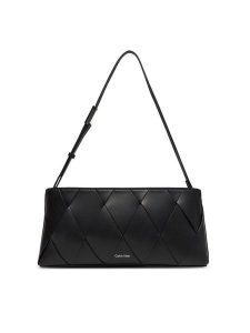 Calvin Klein Torebka Ck Woven Elongated Shoulder Bag K60K612992 Czarny. Czarne torebki klasyczne Calvin Klein, bez wzorów, ze skóry, bez dodatków. Za 349,99 zł.