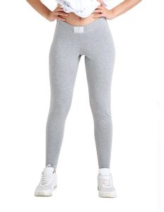 Błyszczące legginsy damskie. Szare legginsy LEONE 1947 APPAREL, bez wzorów, z bawełny. Za 42,06 zł.