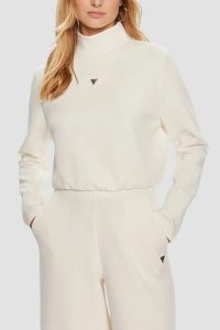 GUESS Bluza damska w kolorze ecru Olympe, Rozmiar L. Brązowe bluzy Guess, l, z aplikacjami, bez kaptura. W wyprzedaży za 189,99 zł.