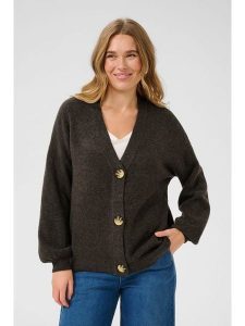 Kaffe Kardigan w kolorze ciemnobrązowym rozmiar: M. Brązowe kardigany Kaffe, m, bez wzorów, z wełny, bez ramiączek. Za 165,99 zł.