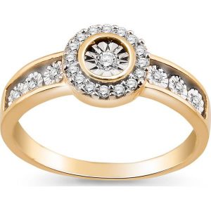 Złoty Pierścionek - złoto żółte 585, Brylant 0,07ct,diament 0,08ct. Pierścionki marki W.KRUK. Za 2 790,00 zł.