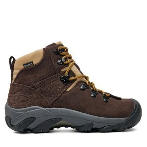 Trekkingi Keen. Brązowe buty sportowe Keen, bez wzorów, bez zapięcia, trekkingowe. Za 489,99 zł.