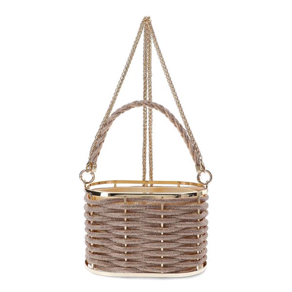 Złota Torebka Sca'Viola Ekskluzywny Kuferek Damski Premium. Żółte kuferki Sca'viola, z aplikacjami, z materiału, bez dodatków. Za 183,99 zł.